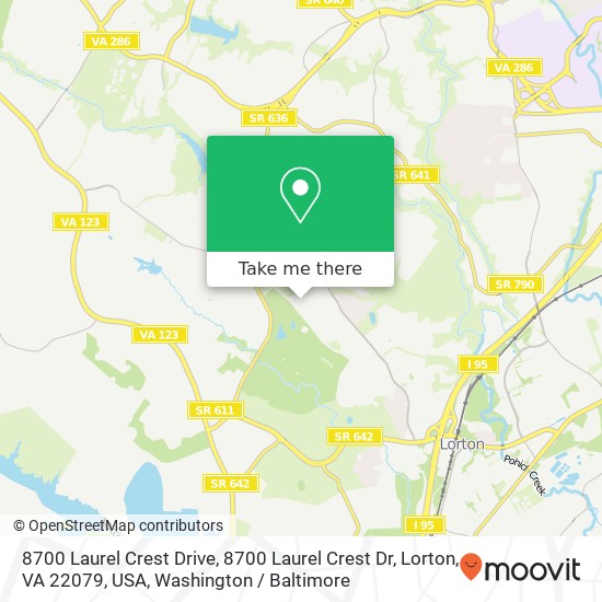 Mapa de 8700 Laurel Crest Drive, 8700 Laurel Crest Dr, Lorton, VA 22079, USA