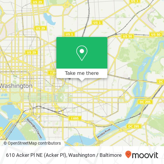 Mapa de 610 Acker Pl NE (Acker Pl), Washington, DC 20002
