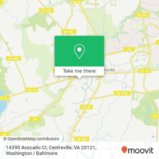 Mapa de 14390 Avocado Ct, Centreville, VA 20121