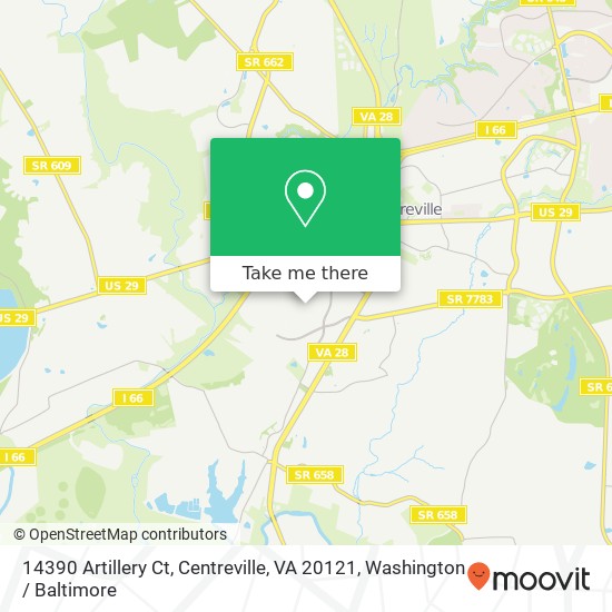 Mapa de 14390 Artillery Ct, Centreville, VA 20121