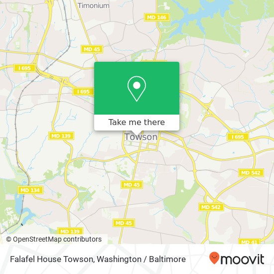 Mapa de Falafel House Towson, 20 Allegheny Ave