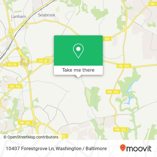 Mapa de 10407 Forestgrove Ln, Bowie, MD 20721