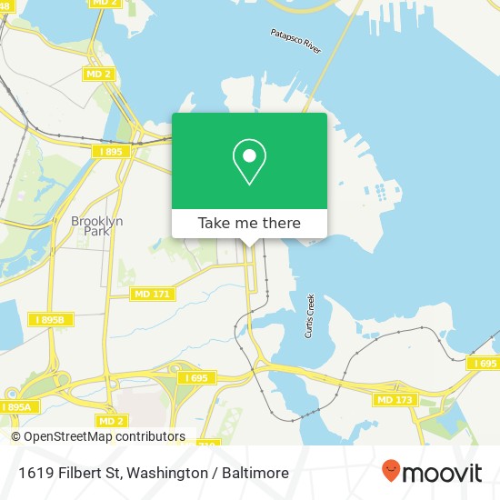 Mapa de 1619 Filbert St, Curtis Bay, MD 21226