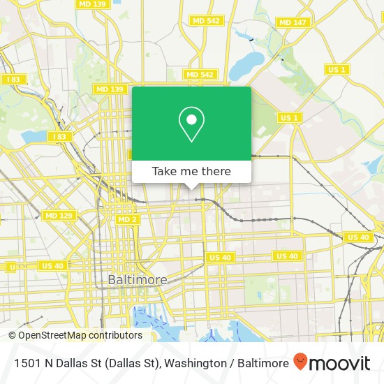 Mapa de 1501 N Dallas St (Dallas St), Baltimore, MD 21213