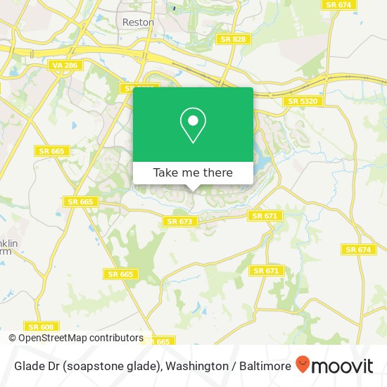 Mapa de Glade Dr (soapstone glade), Reston, VA 20191