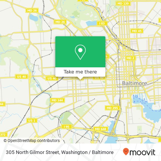 Mapa de 305 North Gilmor Street, 305 N Gilmor St, Baltimore, MD 21223, USA