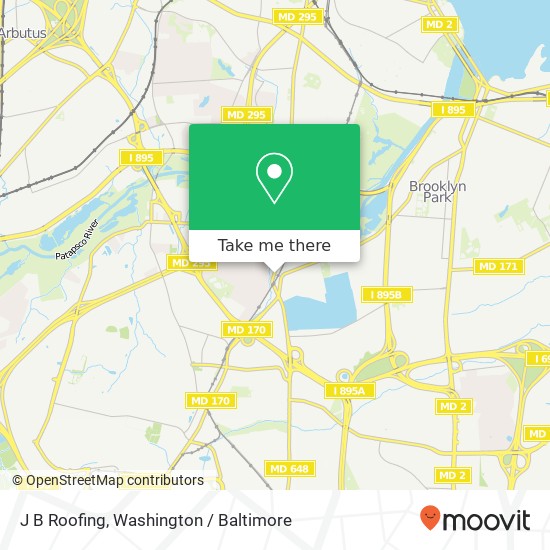 J B Roofing, 6869 Baltimore Annapolis Blvd map