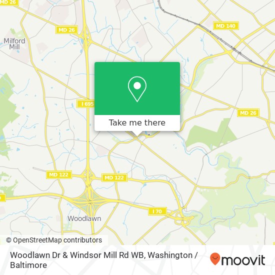 Mapa de Woodlawn Dr & Windsor Mill Rd WB