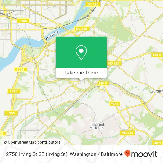 Mapa de 2758 Irving St SE (Irving St), Washington, DC 20020