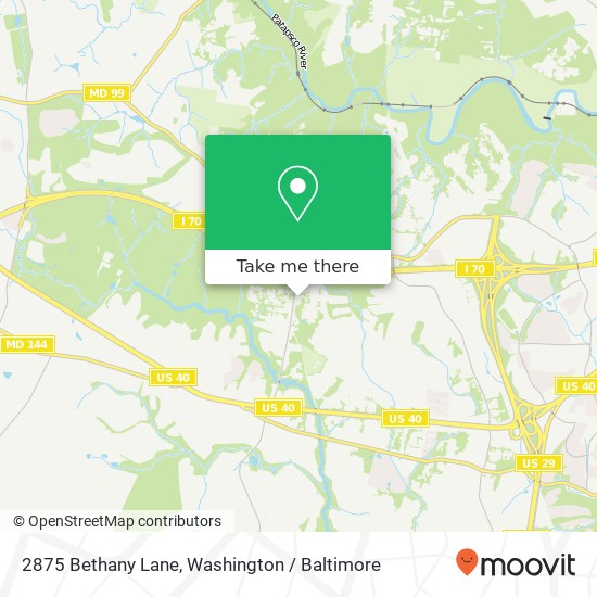 Mapa de 2875 Bethany Lane, 2875 Bethany Ln, Ellicott City, MD 21042, USA