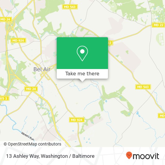 Mapa de 13 Ashley Way, Bel Air, MD 21014