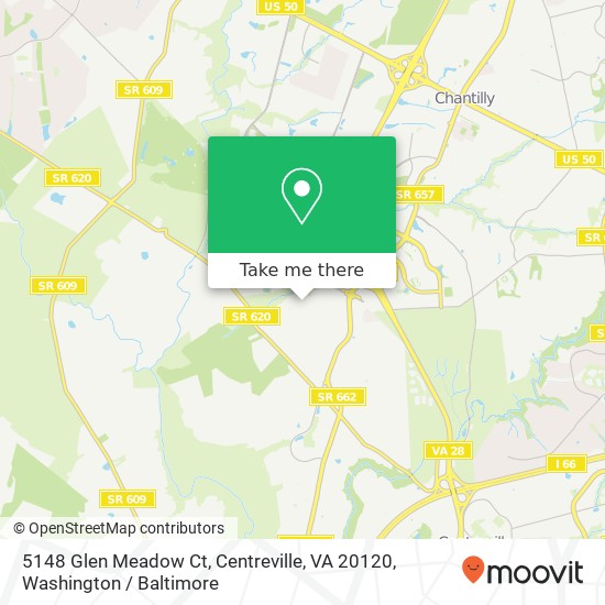 Mapa de 5148 Glen Meadow Ct, Centreville, VA 20120