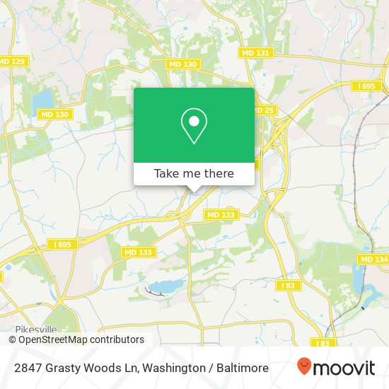 Mapa de 2847 Grasty Woods Ln, Pikesville, MD 21208