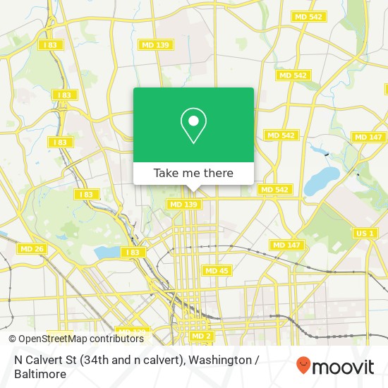 Mapa de N Calvert St (34th and n calvert), Baltimore, MD 21218