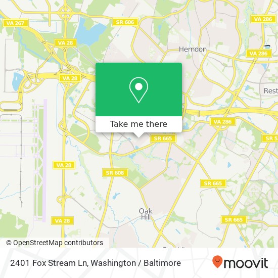 Mapa de 2401 Fox Stream Ln, Herndon, VA 20171