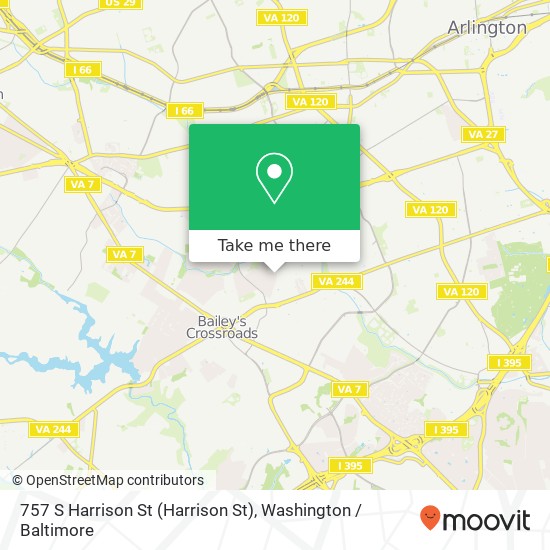 Mapa de 757 S Harrison St (Harrison St), Arlington, VA 22204