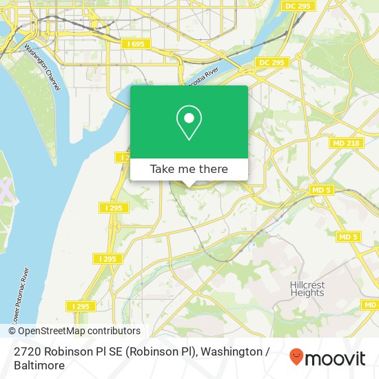 Mapa de 2720 Robinson Pl SE (Robinson Pl), Washington, DC 20020