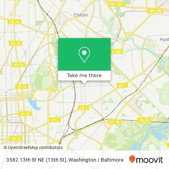 Mapa de 3582 13th St NE (13th St), Washington, DC 20017