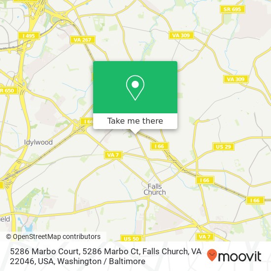 Mapa de 5286 Marbo Court, 5286 Marbo Ct, Falls Church, VA 22046, USA