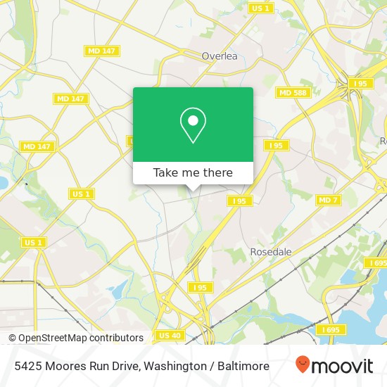 Mapa de 5425 Moores Run Drive, 5425 Moores Run Dr, Baltimore, MD 21206, USA