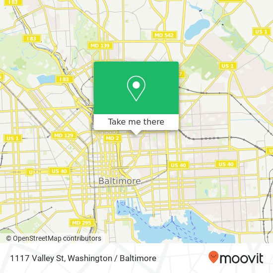 Mapa de 1117 Valley St, Baltimore, MD 21202