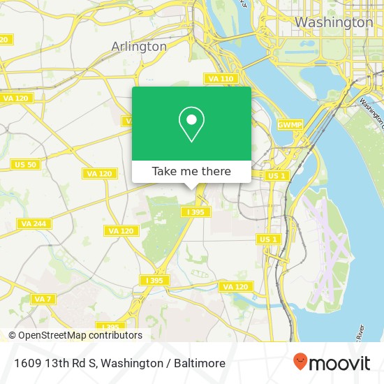 Mapa de 1609 13th Rd S, Arlington, VA 22204