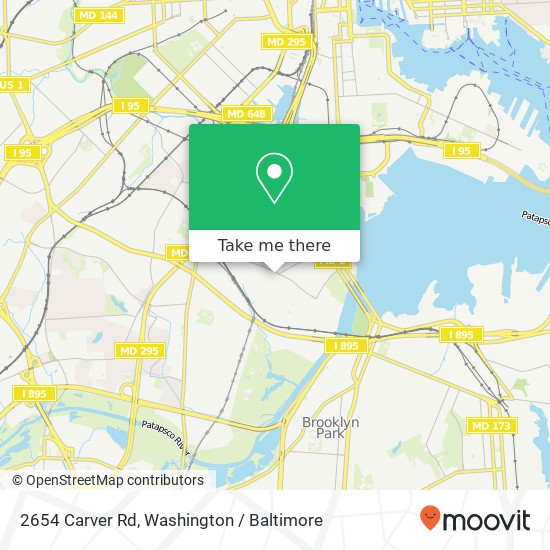 Mapa de 2654 Carver Rd, Brooklyn, MD 21225