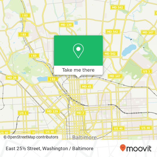 Mapa de East 25½ Street, E 25½ St, Baltimore, MD 21218, USA