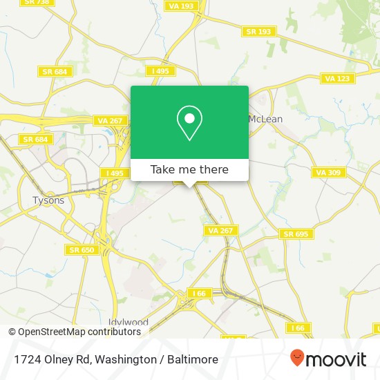 Mapa de 1724 Olney Rd, Falls Church, VA 22043