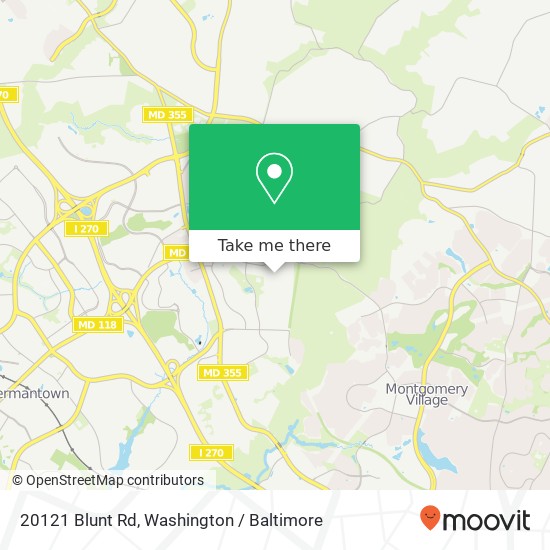 Mapa de 20121 Blunt Rd, Germantown, MD 20876