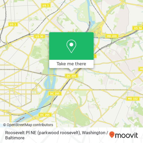 Mapa de Roosevelt Pl NE (parkwood roosevelt), Washington, DC 20019