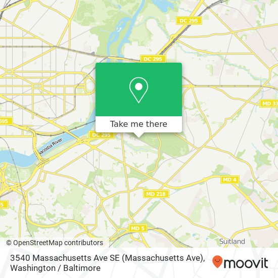 Mapa de 3540 Massachusetts Ave SE (Massachusetts Ave), Washington, DC 20019