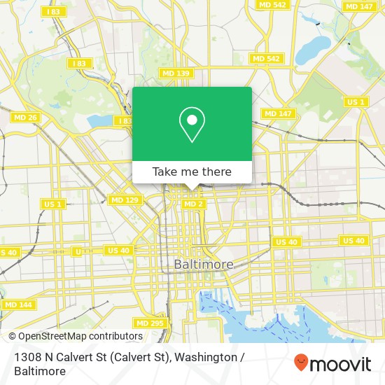 Mapa de 1308 N Calvert St (Calvert St), Baltimore, MD 21202