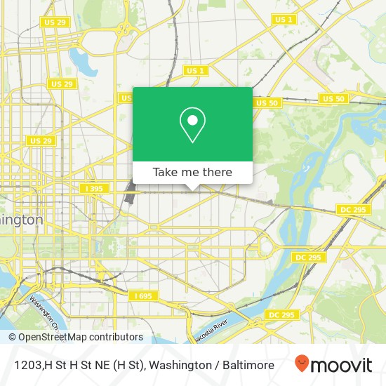 Mapa de 1203,H St H St NE (H St), Washington, DC 20002