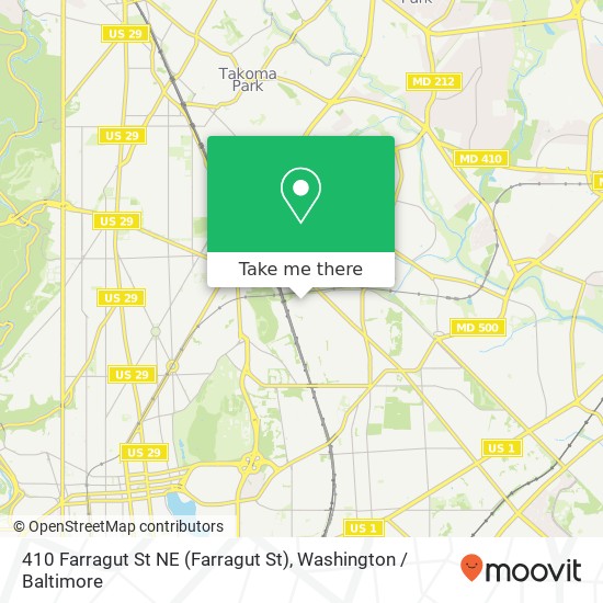Mapa de 410 Farragut St NE (Farragut St), Washington, DC 20011