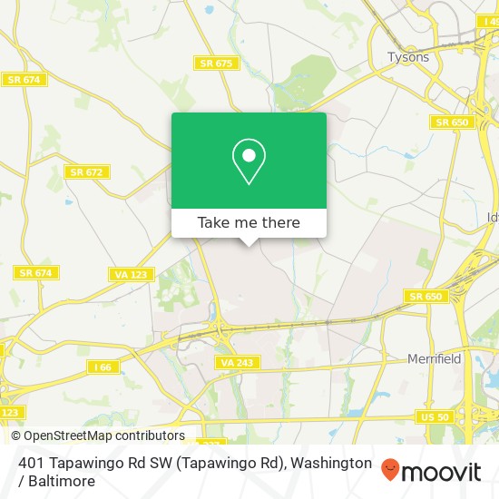 401 Tapawingo Rd SW (Tapawingo Rd), Vienna, VA 22180 map