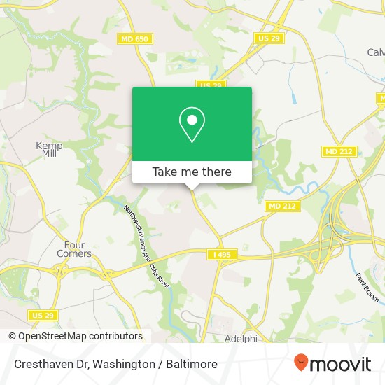 Mapa de Cresthaven Dr, Silver Spring (SILVER SPRING), MD 20903