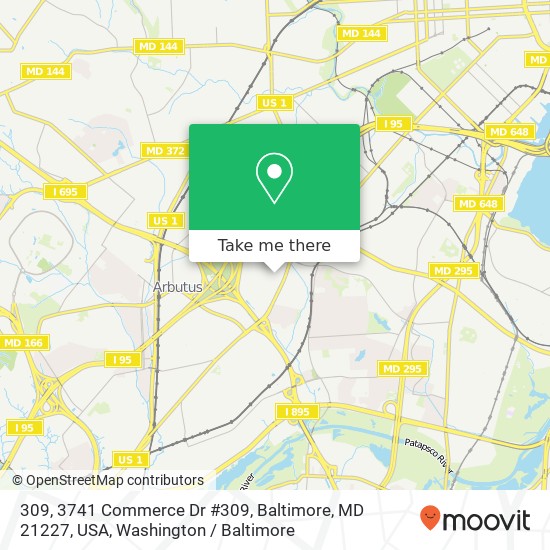 Mapa de 309, 3741 Commerce Dr #309, Baltimore, MD 21227, USA