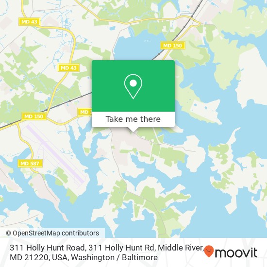 Mapa de 311 Holly Hunt Road, 311 Holly Hunt Rd, Middle River, MD 21220, USA