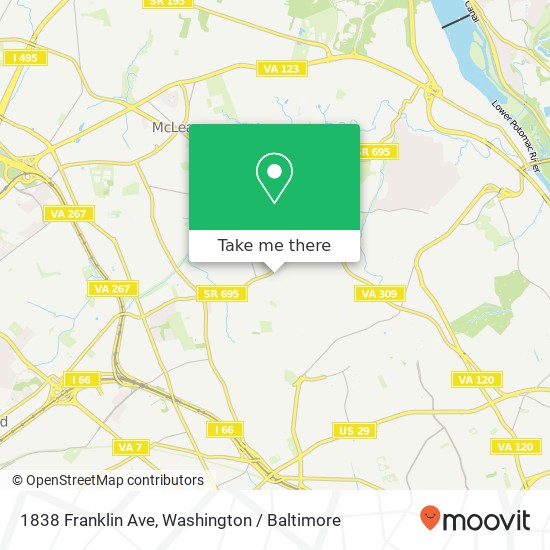 Mapa de 1838 Franklin Ave, McLean, VA 22101