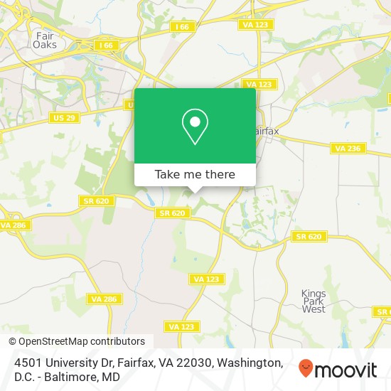 Mapa de 4501 University Dr, Fairfax, VA 22030