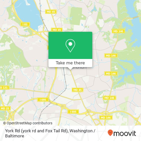 Mapa de York Rd (york rd and Fox Tail Rd), Lutherville Timonium (LUTHERVILLE TIMONIUM), MD 21093