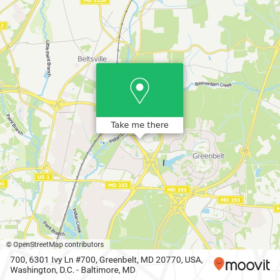 Mapa de 700, 6301 Ivy Ln #700, Greenbelt, MD 20770, USA