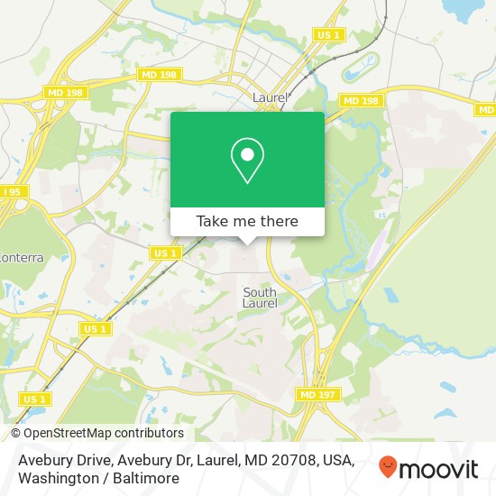 Mapa de Avebury Drive, Avebury Dr, Laurel, MD 20708, USA