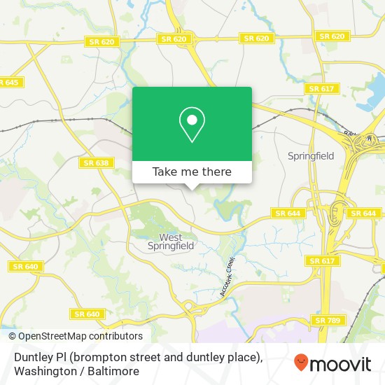 Mapa de Duntley Pl (brompton street and duntley place), Springfield (WEST SPRINGFIELD), VA 22152