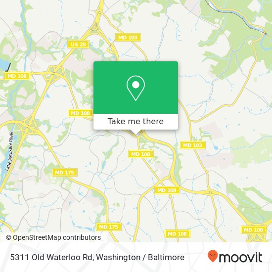 Mapa de 5311 Old Waterloo Rd, Columbia, MD 21045