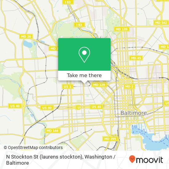 Mapa de N Stockton St (laurens stockton), Baltimore, MD 21217