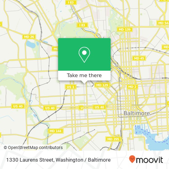 Mapa de 1330 Laurens Street, 1330 Laurens St, Baltimore, MD 21217, USA