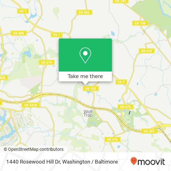 Mapa de 1440 Rosewood Hill Dr, Vienna, VA 22182