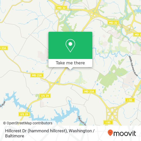Mapa de Hillcrest Dr (hammond hillcrest), Laurel, MD 20723